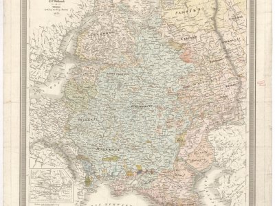 Weiland, K. F. Das Europaeische RUSSLAND. Scale 1:6,588,000. Weimar: im Verlage des Geogr. Instituts, 1834. Author of manuscript edits P. J. Šafařík. 