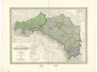 Weiland, K. F. Das KOENIGREICH GALIZIEN. Scale 1:1,060,000. Weimar: im Verlage des Geograph. Instituts, 1842. Hand colored by P. J. Šafařík.