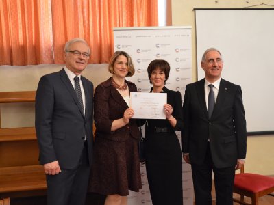 Minister of Culture Ilja Šmíd, Director of the Map Collection Eva Novotná and representatives of the Maltese partners Bernadine Scicluna and Joseph Schiro