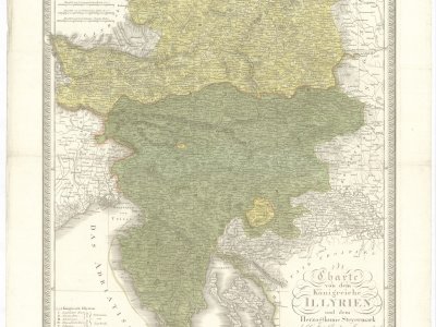 Weiland, K. F. Charte von dem Königreiche ILLYRIEN und dem Herzogthume Steyermark. Scale 1:665,000. Weimar: im Verlage des Geograph. Instituts, 1830. Hand colored P. J. Šafařík.