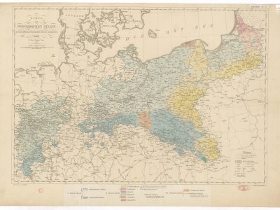  Döring, F. von. KARTE vom PREUSSISCHEN STAATE. Scale 1:1,600,000. Berlin: bei Simon Schropp et Comp., 1827. Hand colored by P. J. Šafařík.