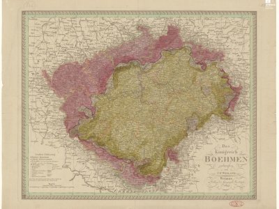  Weiland, K. F. Das Königreich BOEHMEN. Scale 1:680,000. Weimar: im Verlage des Geograph. Instituts, 1829. Hand colored by P. J. Šafařík, J. Jungmann and K. L. Zap. 