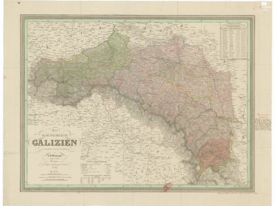 Weiland, K. F. Das KOENIGREICH GALIZIEN. Scale 1:1,060,000. Weimar: im Verlage des Geograph. Instituts, 1832. Author of manuscript edits P. J. Šafařík. 