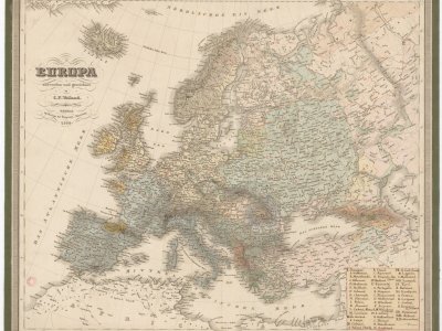 Weiland, K. F. EUROPA. Scale 1:10,325,000. Weimar: im Verlage des Geograph. Instituts, 1832. Author of manuscript edits P. J. Šafařík [between 1836 and 1838].