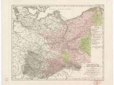 Stieler, A. NORD-ÖSTLICHES DEUTSCHLAND. Scale 1:1,880,000. Gotha: Justus Perthes, 1831. Hand colored by P. J. Šafařík.