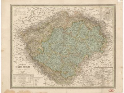 Weiland, K. F. Das Königreich BÖHMEN. Scale 1:674,000. Weimar: im Verlage des Geograph. Instituts, 1838. Hand colored by P. J. Šafařík.