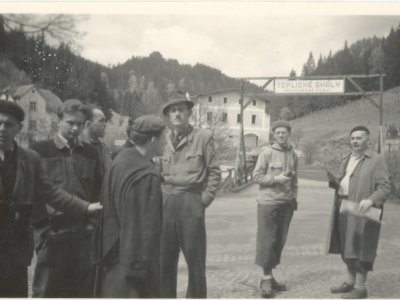 - Josef Kunský (first from right) during an excursion in the vicinity of Teplice Rocks source: archive of Dr. Jiří Novotný